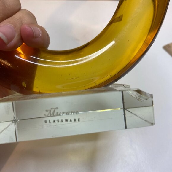 Murano Vintage Amber Art Glass LOVE KNOT Swirl Abstract Sculpture 13” Tall - Picture 9 of 10